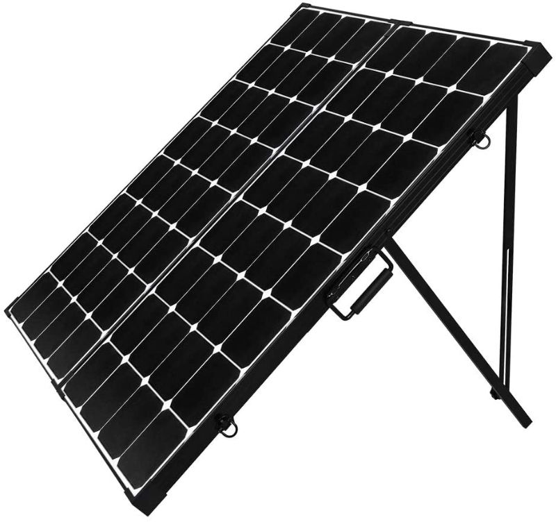 Photo 1 of USED (MINOR DAMAGE)Renogy 200 Watt 12 Volt Eclipse Monocrystalline Off Grid Portable Foldable Solar Panel Suitcase Built-in Kickstand, black
**USED, DAMAGED LATCHES**
