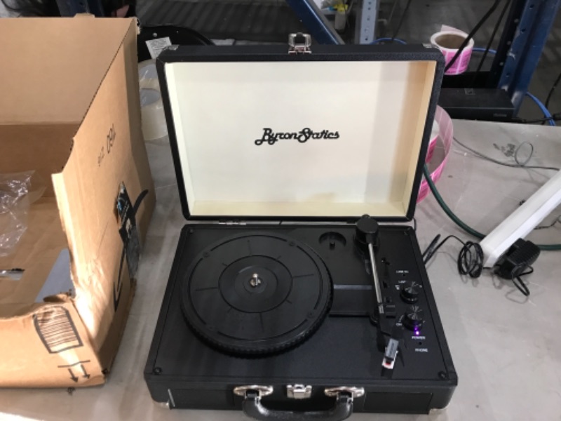 Photo 2 of ByronStatics Record Player, Vinyl Turntable Record Player 3 Speed with Built in Stereo Speakers, Replacement Needle, Supports RCA Line Out, AUX in, Portable Vintage Suitcase
