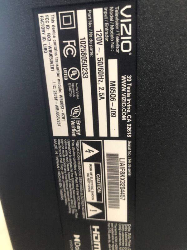 Photo 4 of **damaged** VIZIO 65-INCH M6 SERIES PREMIUM 4K UHD QUANTUM COLOR LED HDR SMART TV WITH APPLE AIRPLAY AND CHROMECAST BUILT-IN, DOLBY VISION, HDR10+, HDMI 2.1, VARIABLE REFRESH RATE, M65Q6-J09, 2021 MODEL