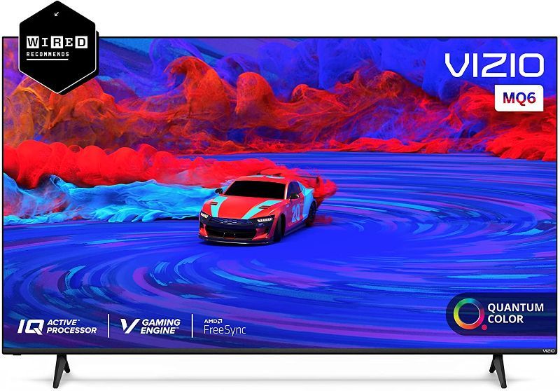 Photo 1 of **damaged** VIZIO 65-INCH M6 SERIES PREMIUM 4K UHD QUANTUM COLOR LED HDR SMART TV WITH APPLE AIRPLAY AND CHROMECAST BUILT-IN, DOLBY VISION, HDR10+, HDMI 2.1, VARIABLE REFRESH RATE, M65Q6-J09, 2021 MODEL