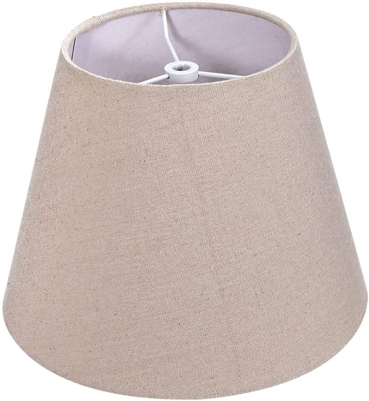 Photo 1 of ALUCSET Small Lamp Shade, Barrel Fabric Lampshade for Table Lamp & Floor Light, 6 inch Top Diameter x 10 inch Bottom x Diameter 7.5 inch Height, Natural Linen Hand Crafted, Spider (Brown)
