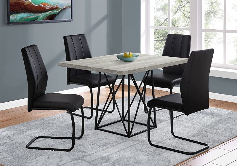 Photo 1 of **top only** Monarch Specialties Dining Table Metal, 36" x 48", Grey Reclaimed Wood-Look/Black Base
