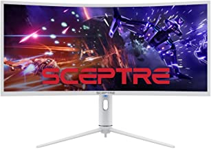 Photo 1 of SCEPTRE-Nebula White 34" UltraWide 1000R Curved Gaming Monitor 3440 x 1440 up to 165Hz 1ms 99% sRGB Ambient Light Sensor, HDR1000 Height Adjustable 2022 (C345B-QUN168W)
