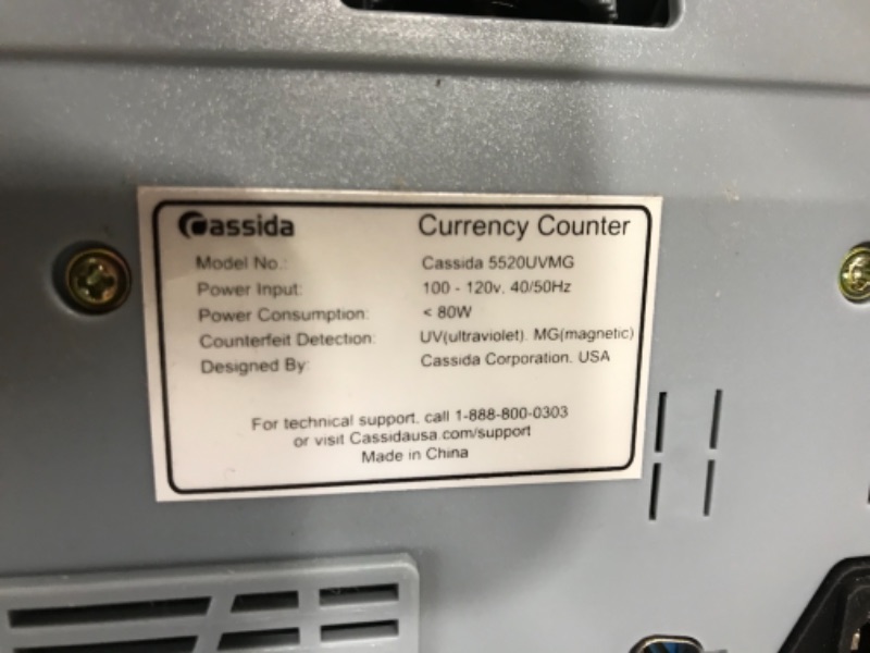 Photo 3 of **damaged screen** Cassida 5520 UV/MG - USA Money Counter with ValuCount, UV/MG/IR Counterfeit Detection, Add and Batch Modes - Large LCD Display & Fast Counting Speed 1,300 Notes/Minute

