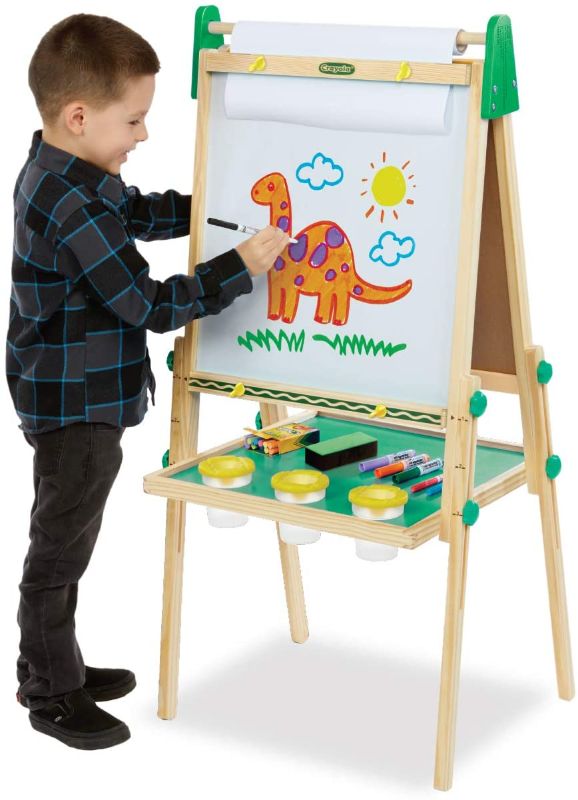 Photo 1 of Crayola Kids Wooden Easel, Dry Erase Board & Chalkboard, Gift for Kids, Age 4, 5, 6, 7
