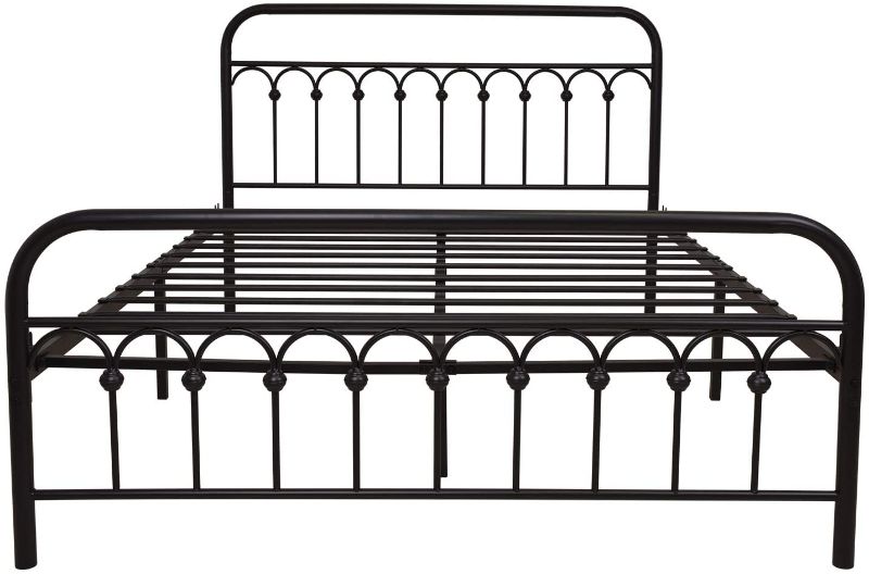 Photo 1 of  Metal Bed Frame Queen Size with Vintage Headboard and Footboard Platform Base Wrought Iron Bed Frame (Queen,Black).
