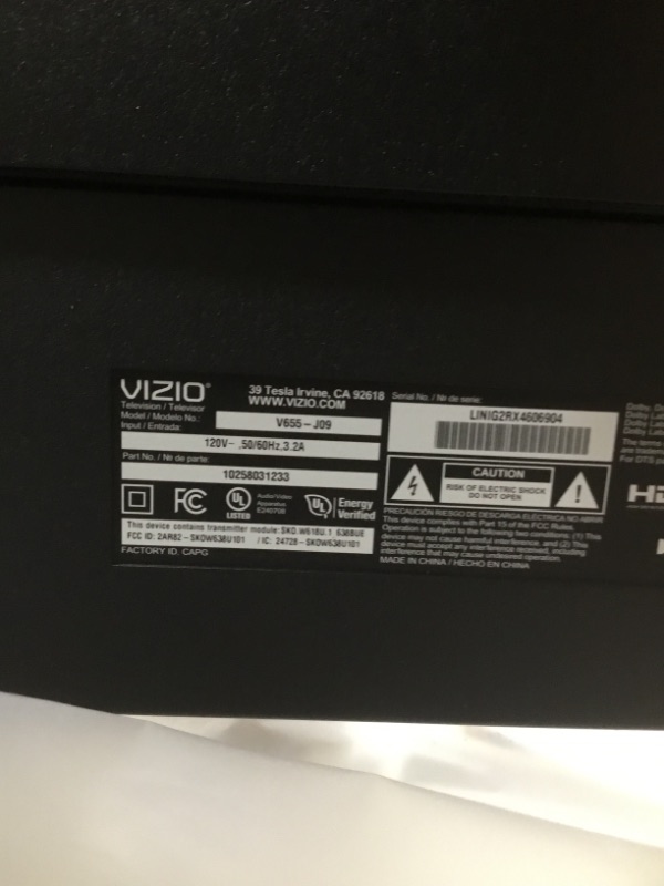 Photo 3 of MISSING TWO SCREWS FOR FEET, VIZIO 65-Inch V-Series 4K UHD LED HDR Smart TV with Apple AirPlay and Chromecast Built-in, Dolby Vision, HDR10+, HDMI 2.1, Auto Game Mode and Low Latency Gaming, V655-J09, 2021 Model
