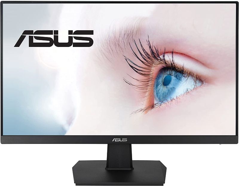 Photo 1 of ASUS 23.8” 1080P Monitor (VA247HE) - Full HD, 75Hz, Adaptive-Sync/FreeSync™, Low Blue Light, Flicker Free, Eye Care Plus, VESA Mountable, Frameless, HDMI, DVI, VGA, Tilt Adjustable
