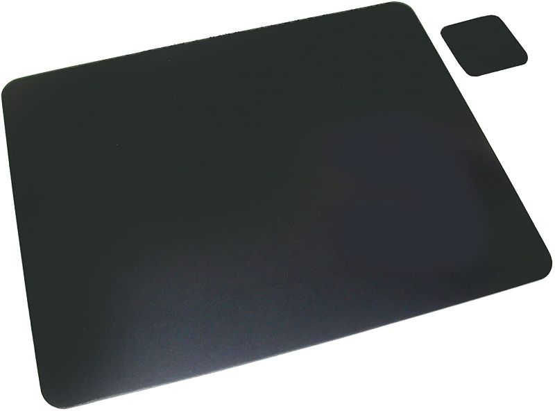 Photo 1 of Artistic Bonded Leather Desk Pad with Matching Coaster, Writing Desk Mat That Protects Desktop from Scratches & Stains, 19" x 24", Black
