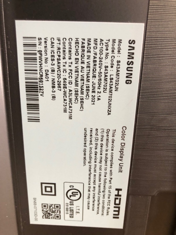 Photo 2 of SAMSUNG 43 Inch 4K Smart Monitor, UHD Monitor, Computer Monitor, Smart TV Apps, Microsoft 365, 4K UHD Display, Eye Saver Mode, M7 Series, M70A (LS43AM702UNXZA)
