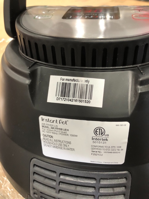 Photo 6 of Instant Pot 6 Quart Air Fryer Lid