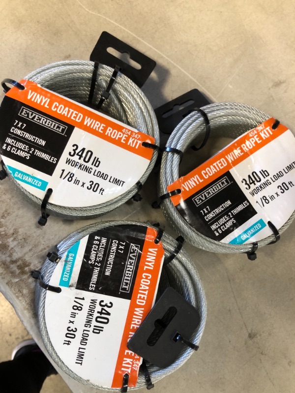 Photo 2 of 1/8 in. x 30 ft. Vinyl Coated Steel Wire Rope Kit
3 ct