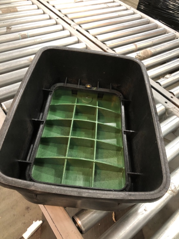 Photo 1 of 14 in. X 19 in. Rectangular Valve Box Extension and Cover, Black Extension, Green ICV Cover
