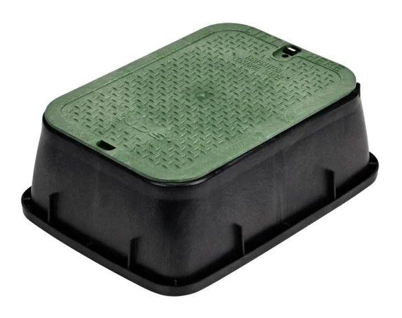 Photo 1 of 14 in. X 19 in. Rectangular Valve Box Extension and Cover, Black Extension, Green ICV Cover
