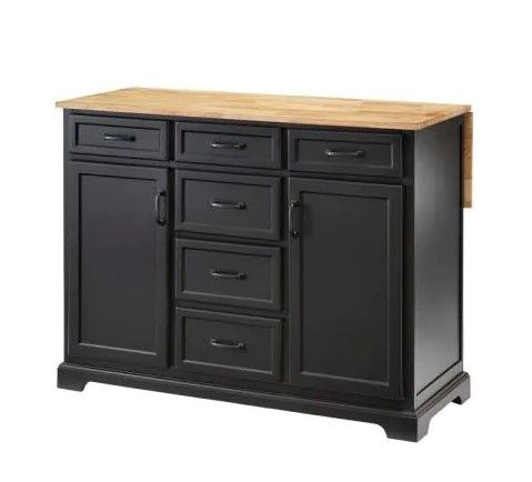 Photo 1 of BOX 2 OF 2 
Black Kitchen Island with Natural Butcher Block Top
