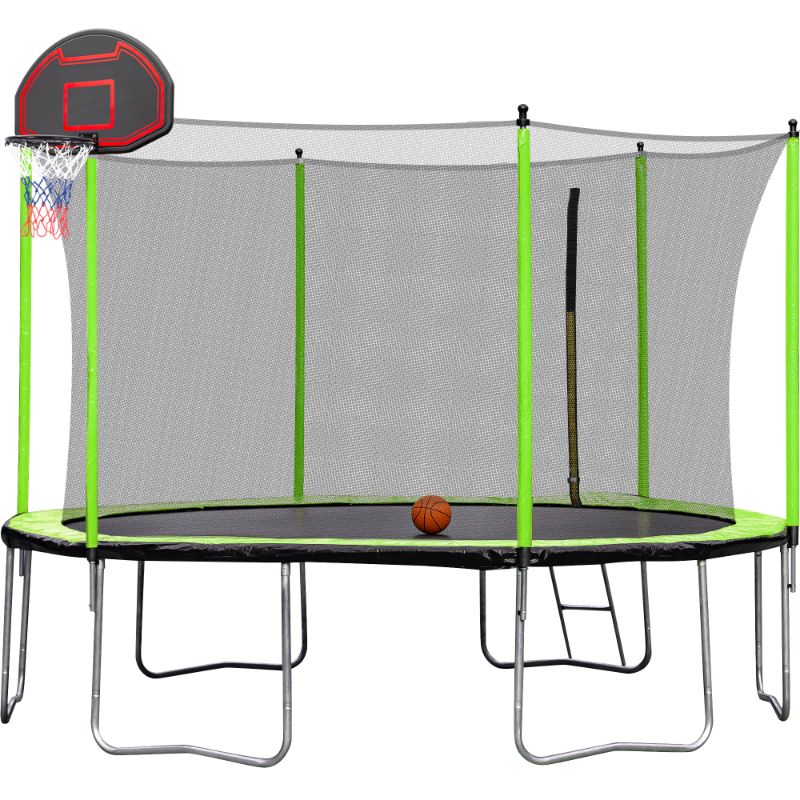 Photo 1 of 14FT Trampoline with Basketball Hoop Inflator and Ladder(Inner Safety Enclosure) Green
BOX B ONLY