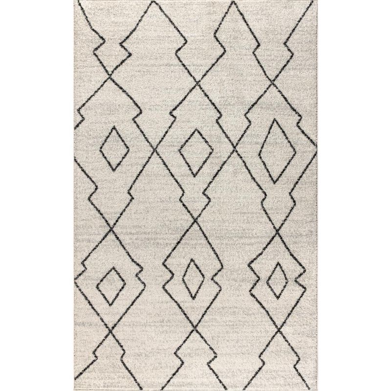 Photo 1 of Alia Moroccan Beni Souk Cream/Black 4 Ft. X 6 Ft. Area Rug
