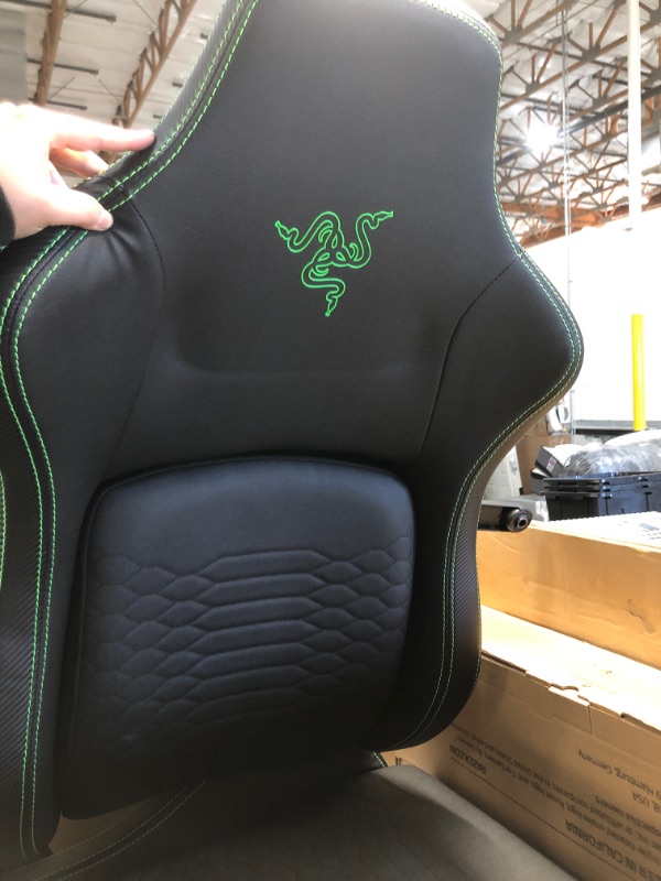 Photo 1 of Razer Iskur XL Gaming Chair: Ergonomic Lumbar Support System - Multi-Layered Synthetic Leather Foam Cushions - Engineered to Carry - Memory Foam Head Cushion - Black/Green
INCOMPLETE
