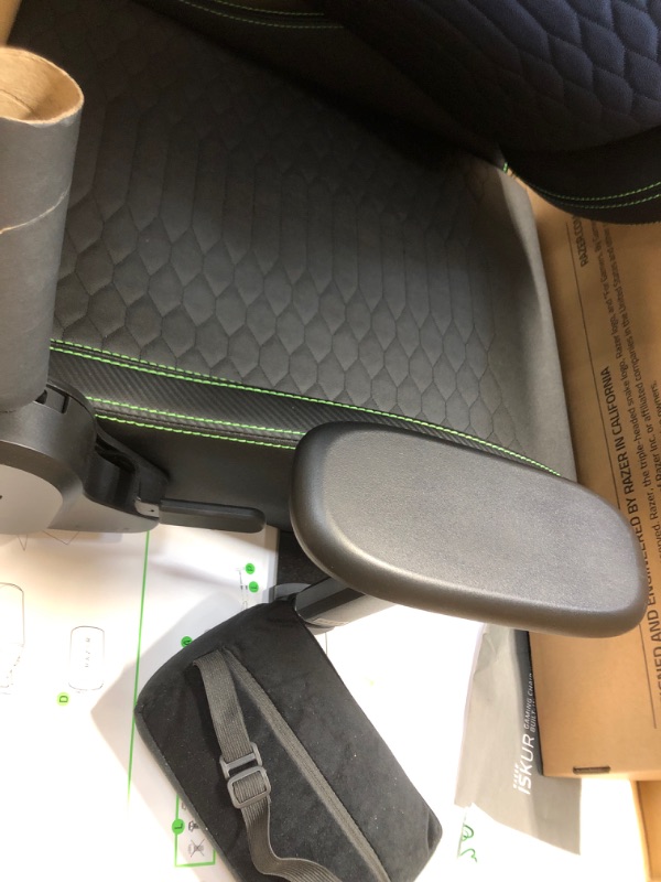 Photo 1 of Razer Iskur XL Gaming Chair: Ergonomic Lumbar Support System - Multi-Layered Synthetic Leather Foam Cushions - Engineered to Carry - Memory Foam Head Cushion - Black/Green
INCOMPLETE