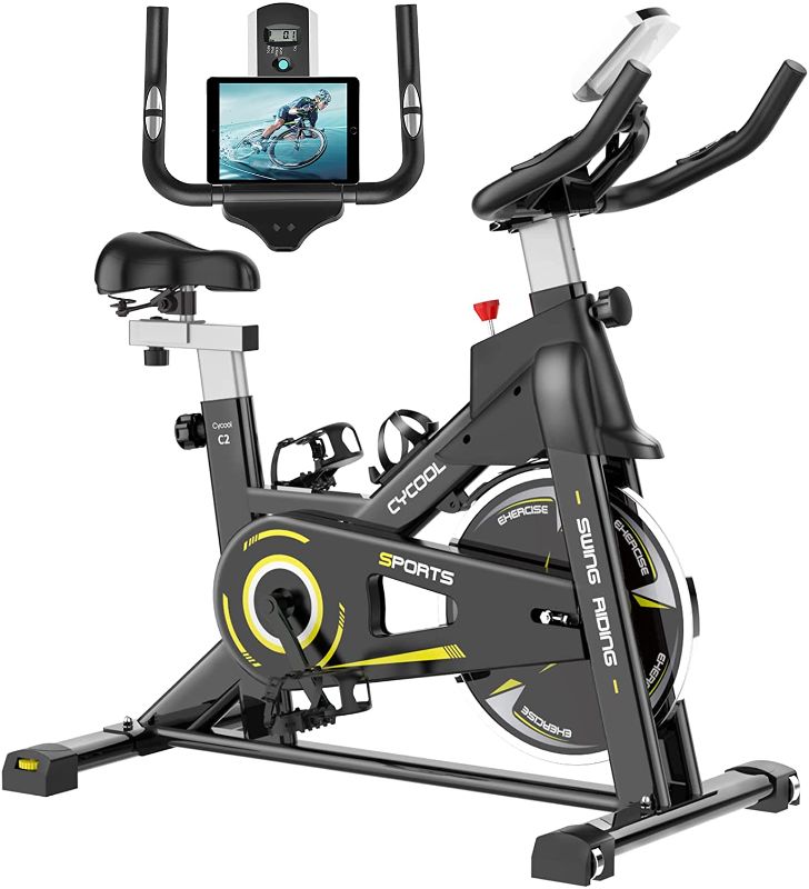 Photo 1 of Cycool Exercise Bikes Magnetic Resistance, Belt Drive Stationary Bikes With Comfortable Seat Cushion, LCD Monitor&Phone Holder, Indoor Cycling Bike for Home/Gym Cardio Workout
