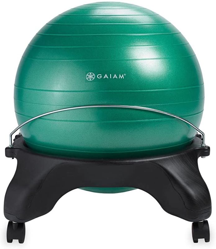 Photo 1 of Gaiam Classic Backless Balance Ball Chair – Exercise Stability Yoga Ball Premium Ergonomic Chair for Home and Office Desk with Air Pump, Exercise Guide and Satisfaction Guarantee
