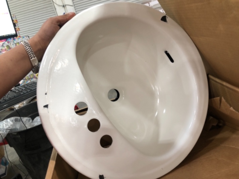 Photo 3 of Bootz Industries Laurel Round Drop-In Bathroom Sink in White