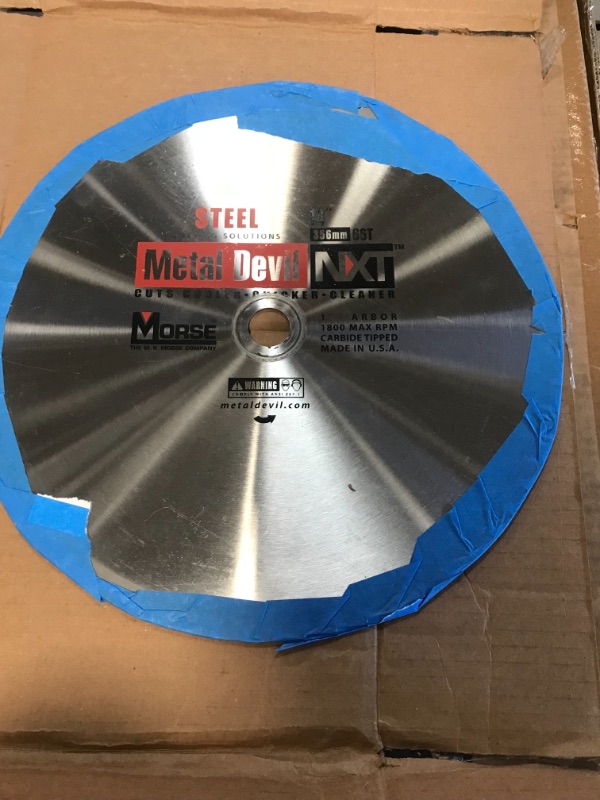 Photo 2 of *** USED, MINOR USE DAMAGE***
MK Morse CSM1490NTSC Metal Devil NXT Metal Cutting Circular Saw Blade, Thin Steel, 14-Inch Diameter, 90 TPI, 1-Inch Arbor
