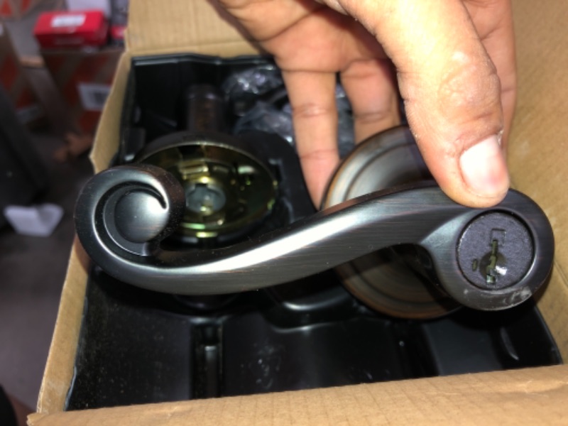 Photo 1 of 2pck- Kwikset Lido Venetian Bronze Exterior Entry Door Handle featuring SmartKey Security