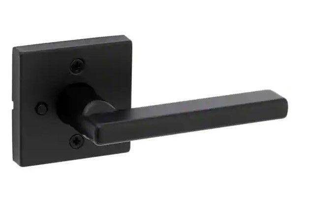 Photo 1 of 2pck- Kwikset Halifax Square Matte Black Privacy Bed/Bath Door Handle