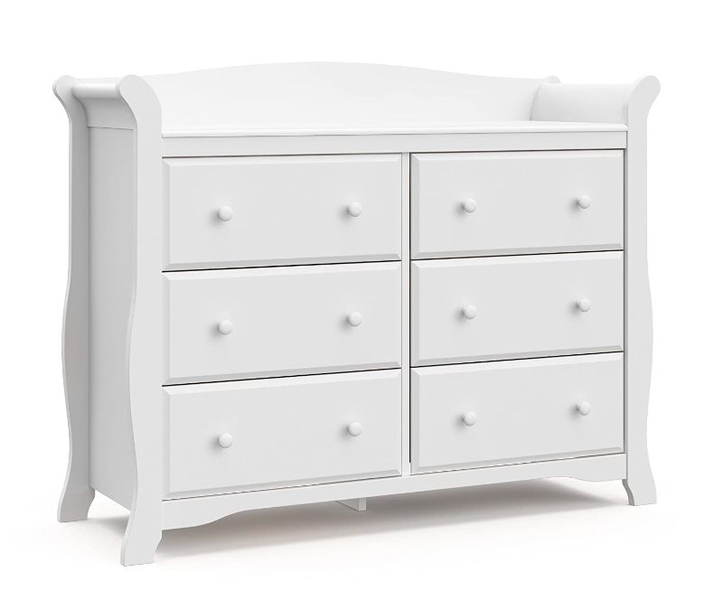 Photo 1 of **HARDWARE IS LOOSE**
Storkcraft Avalon 6 Drawer Universal Dresser | Ideal for Nursery, Toddlers and Kids rooms | White
