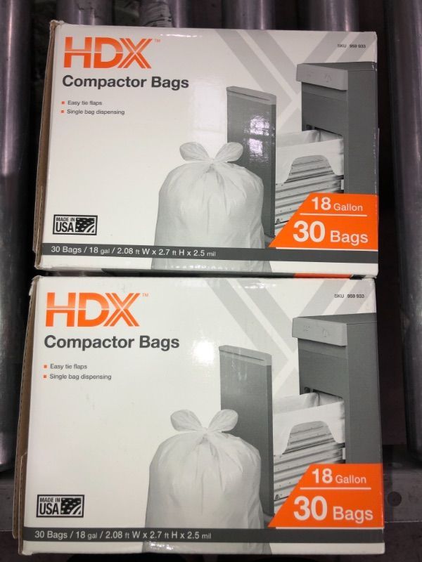 Photo 1 of 2pck- HDX 18 Gallon Wave Cut Compactor Trash Bag (30-Count)
