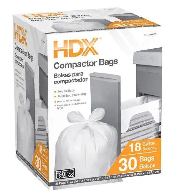 Photo 1 of 2pck- HDX 18 Gallon Wave Cut Compactor Trash Bag (30-Count)