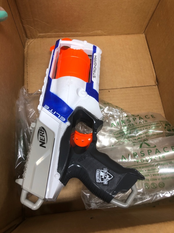 Photo 2 of Nerf N Strike Elite Strongarm Toy Blaster With Rotating Barrel, Slam Fire, And 6 Official Nerf Elite Darts For Kids, Teens, And Adults(Amazon Exclusive)
