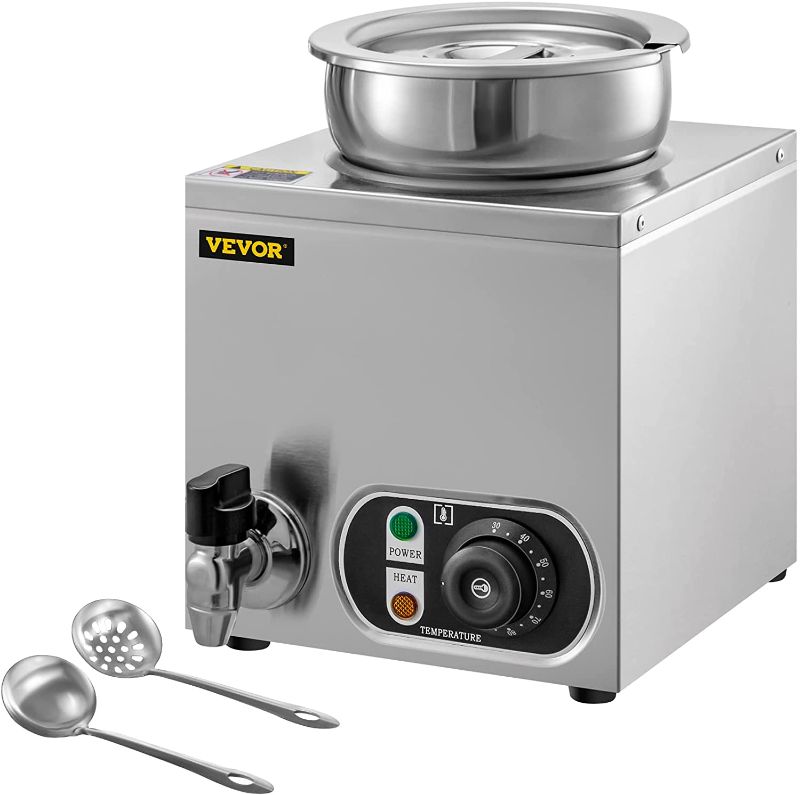Photo 1 of ***PARTS ONLY*** VEVOR 110V Commercial Soup Warmer 7.4 Qt Capacity, 300W Electric Food Warmer Adjustable Temp.86-185?, Stainless Steel Countertop Soup Pot with Tap, Bain Marie Food Warmer for Cheese/Hot Dog/Rice
