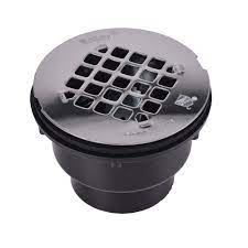 Photo 1 of 2-Round No-Caulk Black ABS Shower Drain with 4-1/4 in. Round Snap-In Stainless Steel Drain Cover
