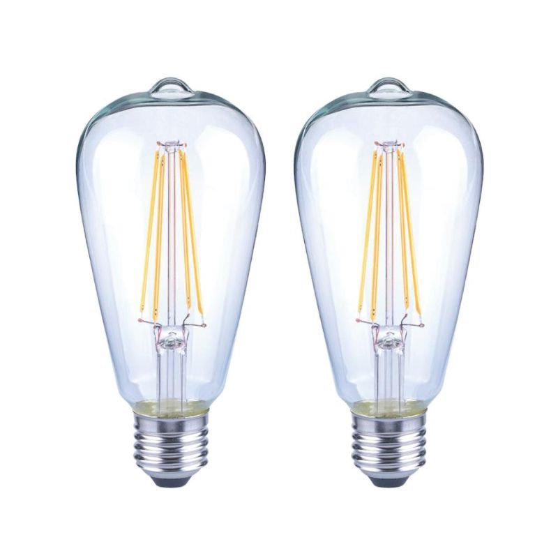 Photo 1 of 2-EcoSmart 40-Watt Equivalent ST19 Dimmable Clear Glass Filament Vintage Edison LED Light Bulb Soft White (2-Pack)
