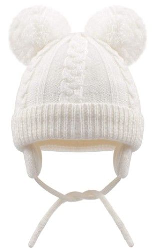 Photo 1 of Baby Beanie Earflaps Hat - Infant Toddler Girls Boys Soft Warm Knit Hat Kids Winter Hat with Fleece Lining
