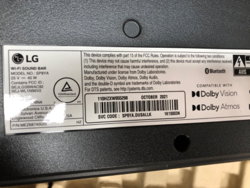 Photo 6 of LG SP8YA 3.1.2CH Sound Bar and Subwoofer with Dolby Atmos (2021)
