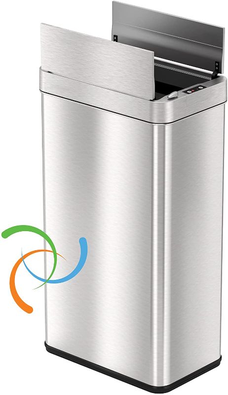 Photo 1 of ***PARTS ONLY*** iTouchless, 68 Liter Wings-Open Sensor Trash Can with AbsorbX Odor Filter & Pet-Proof Lid, Stainless Steel, 18 Gallon
