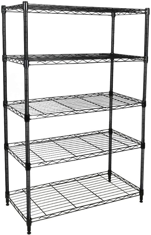 Photo 1 of ***PARTS ONLY*** YSSOA Heavy Duty 5-Shelf Shelving Unit, 29" D x 14" W x 61" H, 5 Tier, Black, 1 Pack, 1 Pack (HKSHLF29146105GV8)
