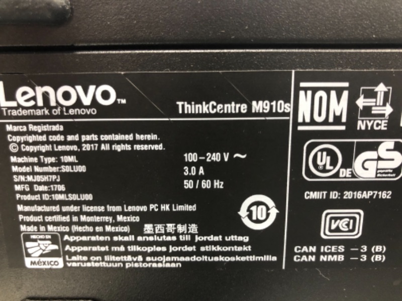 Photo 8 of Lenovo ThinkCentre M910S Small Form Factor Desktop Computer - Intel i7-7700 Upto 4.2GHz, 16GB Ram, 1TB SSD, AC Wi-Fi, Bluetooth, VGA, DisplayPort, HDMI, DVD-RW, SD-Card Reader - Windows 10 Pro
