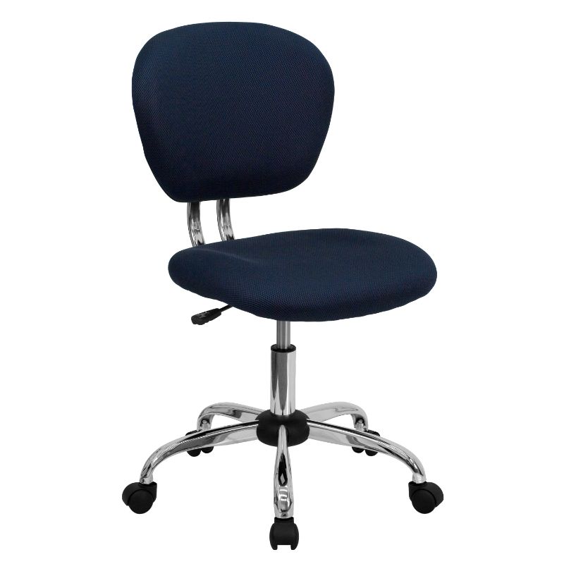 Photo 1 of Flash Furniture Mid-Back Navy Mesh Padded Swivel Task Office Chair with Chrome Base
