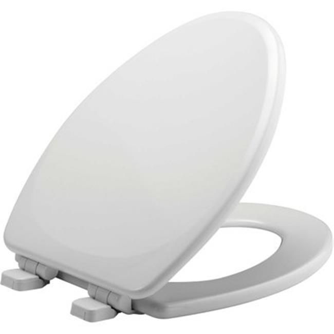 Photo 1 of Mayfair Slow Close Elongated White Molded Wood Toilet Seat
