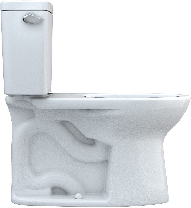 Photo 1 of TOTO Drake Two-Piece Elongated 1.28 GPF TORNADO FLUSH Toilet with CEFIONTECT, Cotton White - CST776CEG#01
