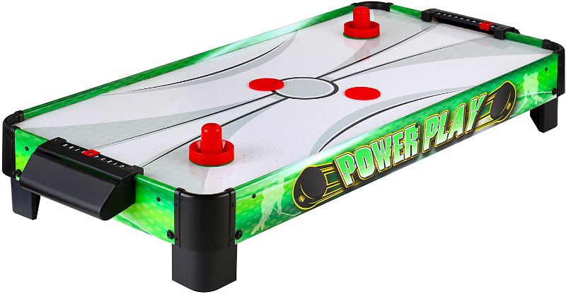 Photo 1 of Hathaway Power Play 40-in Portable Table Top Air Hockey for Kids, Green
