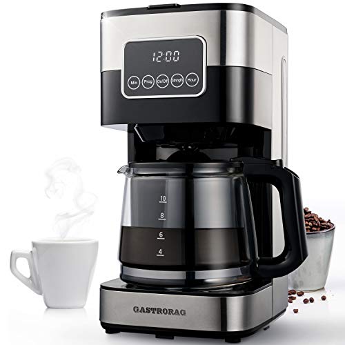 Photo 1 of GASTRORAG 10 Cup Drip Coffee Maker, Touch Screen, Programmable with Glass Carafe, Stainless Steel Finish, Silver
