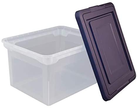 Photo 1 of Office Depot Stackable File Tote Box, Letter/Legal Size, 10 13/16in.H x 14 1/8in.W x 18in.D, Blue/Clear, 170007
