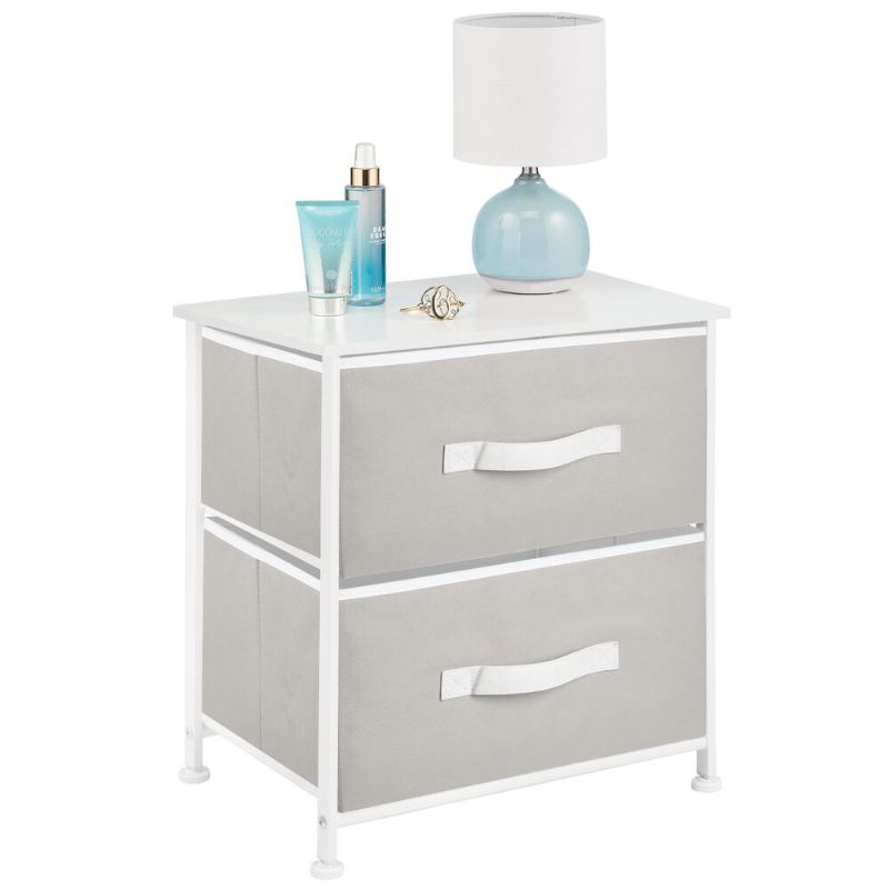 Photo 1 of 2 Drawer Side Table with White Accents in Light Gray/White, 11.75" X 17.75" X 21.25", by MDesign
