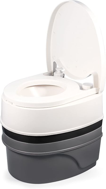 Photo 1 of Camco 41544 Premium Portable Travel Toilet With Three Directional Flush And 5.3