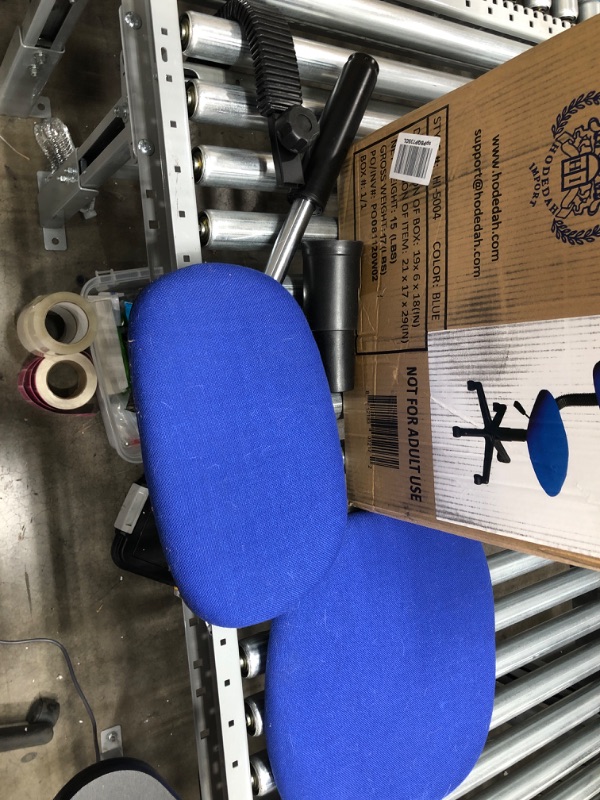 Photo 2 of ***PARTS ONLY*** Hodedah Armless, Low-Back, Adjustable Height, Swiveling Task Chair with Padded Back and Seat in Blue, Not for adult use
